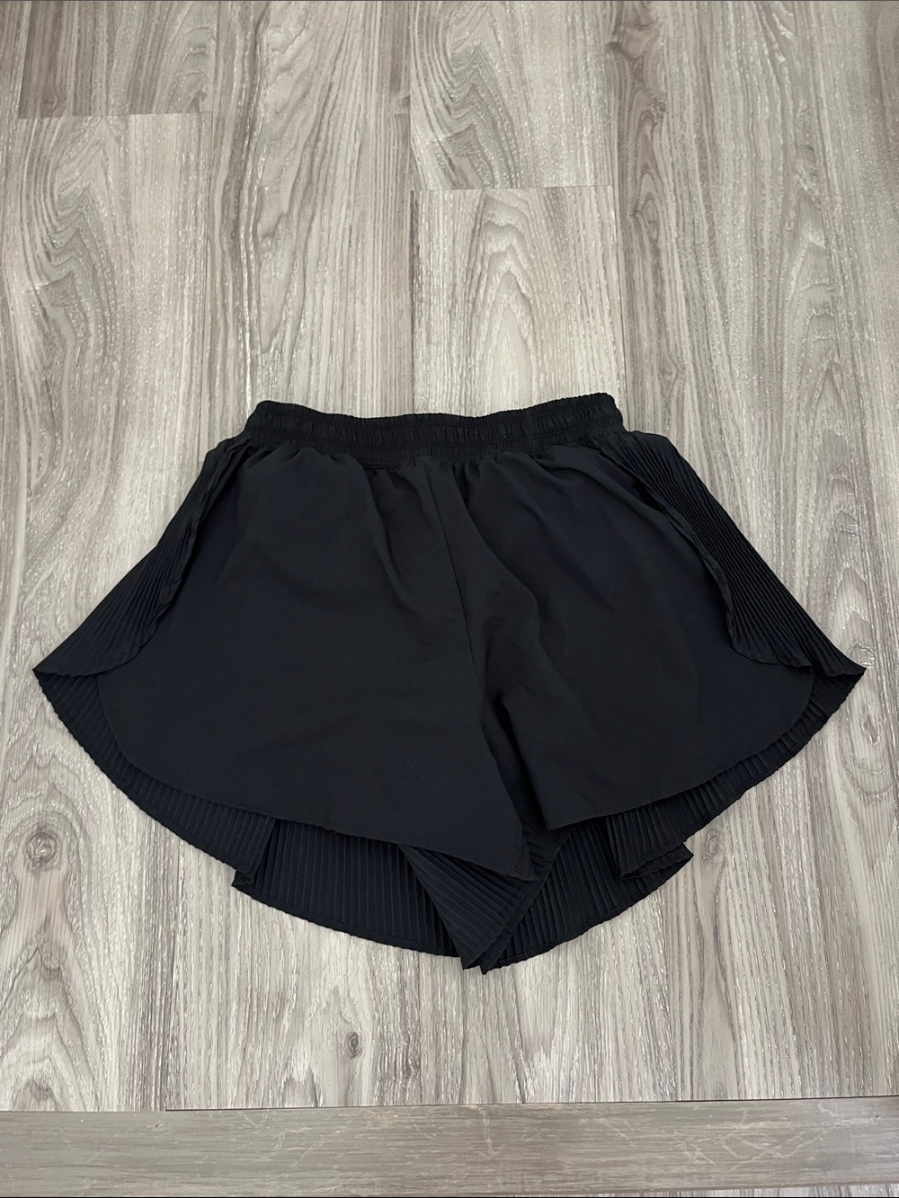 Marika Black Pleated-Layer Athletic Shorts